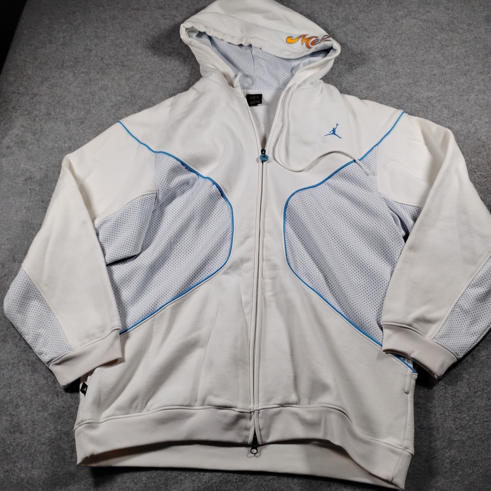 Jordan Carmelo Anthony Melo 20th Anniversary Full Zip Hoodie White Blue Mens L